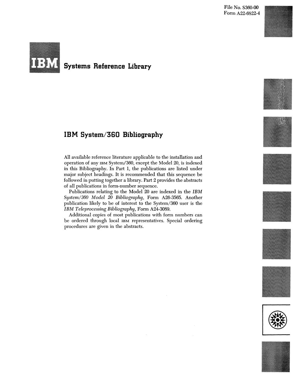 Systems Reference Library IBM System/360 Bibliography
