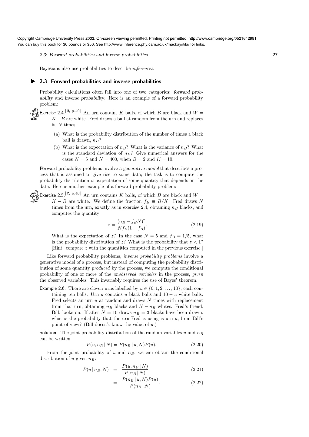 Inverse Probability, Entropy