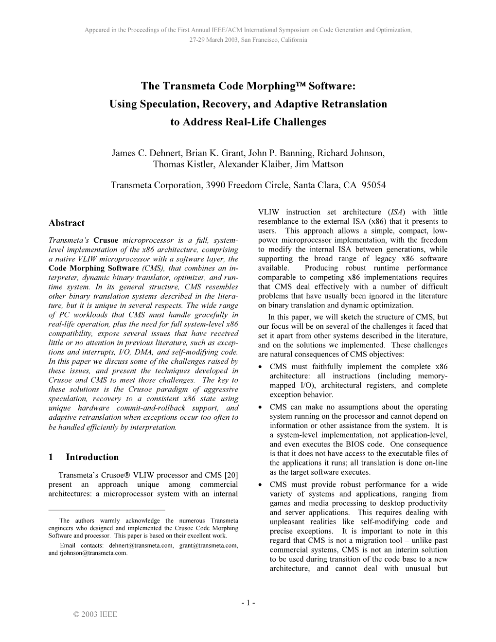 The Transmeta Code Morphing Software