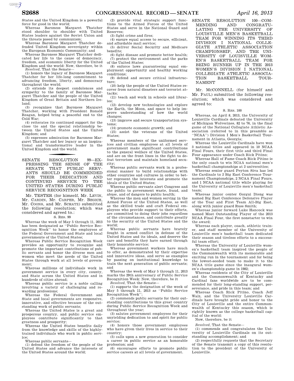 Congressional Record—Senate S2688