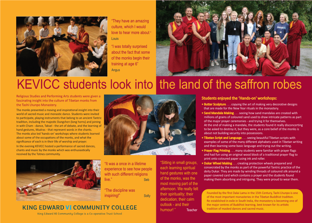 KEVICC Students Look Into the Land of the Saffron Robes