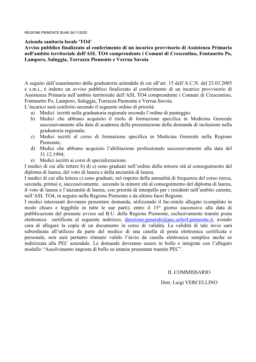 Co Azienda Sanitaria Locale To4 2020-11-13 74559 Pdf