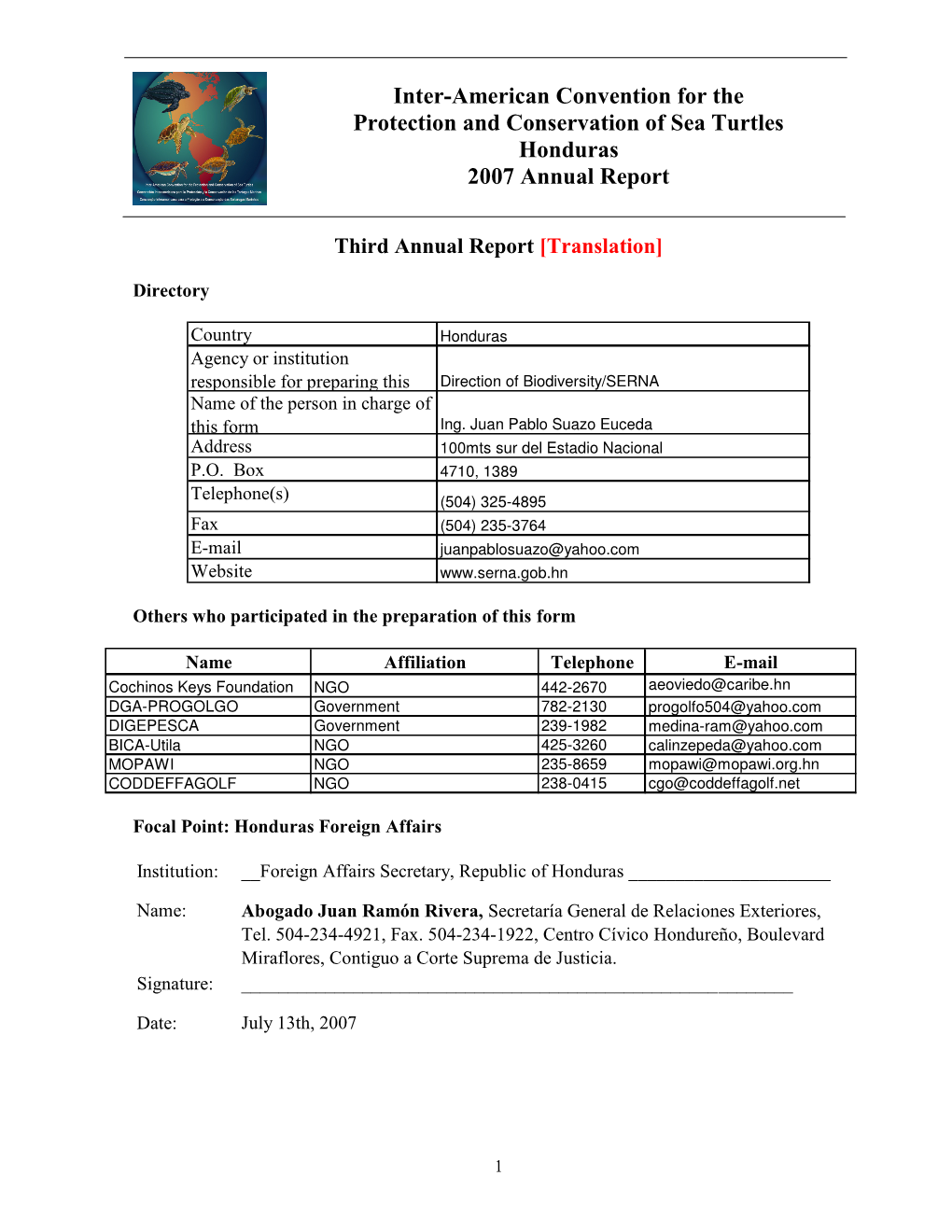 2007 Honduras Annual Report