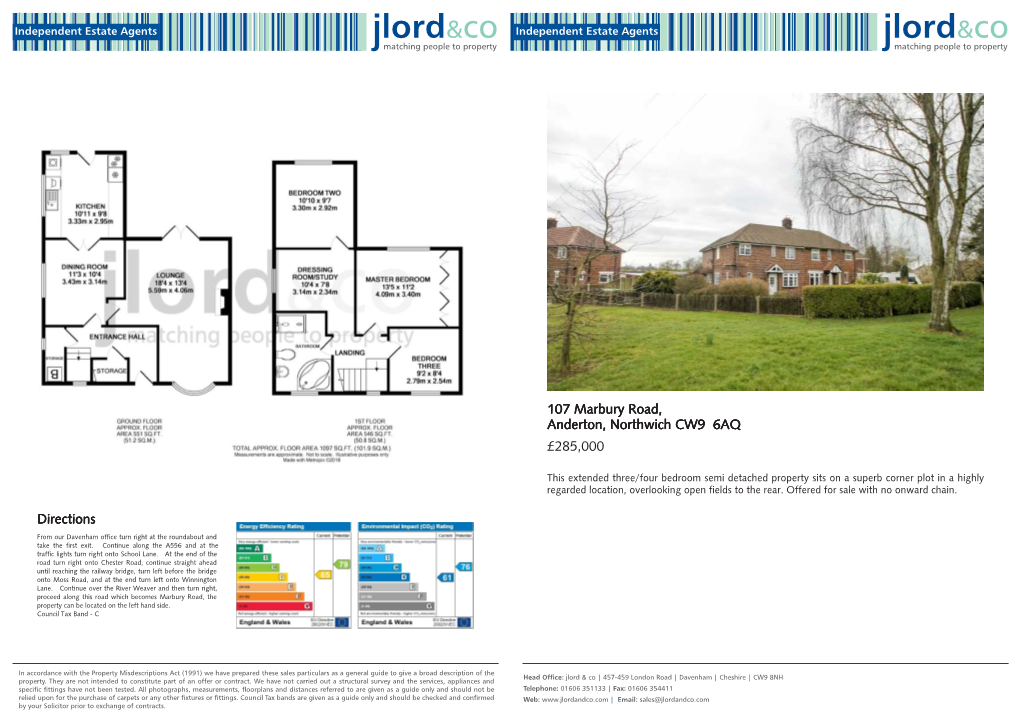 107 Marbury Road, Anderton, Northwich CW9 6AQ £285,000