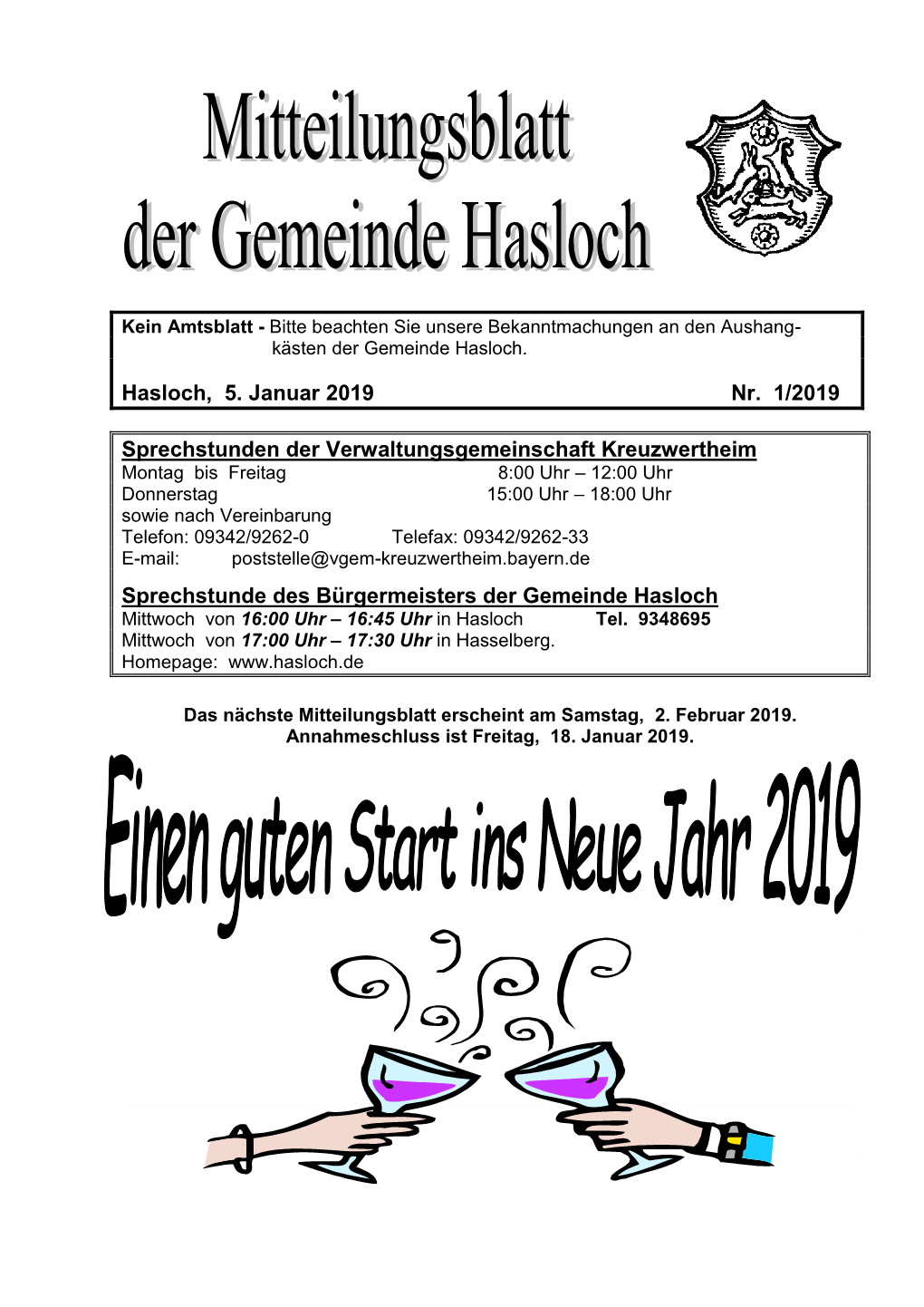 Mitteilungsblatt Hasloch Januar 2019