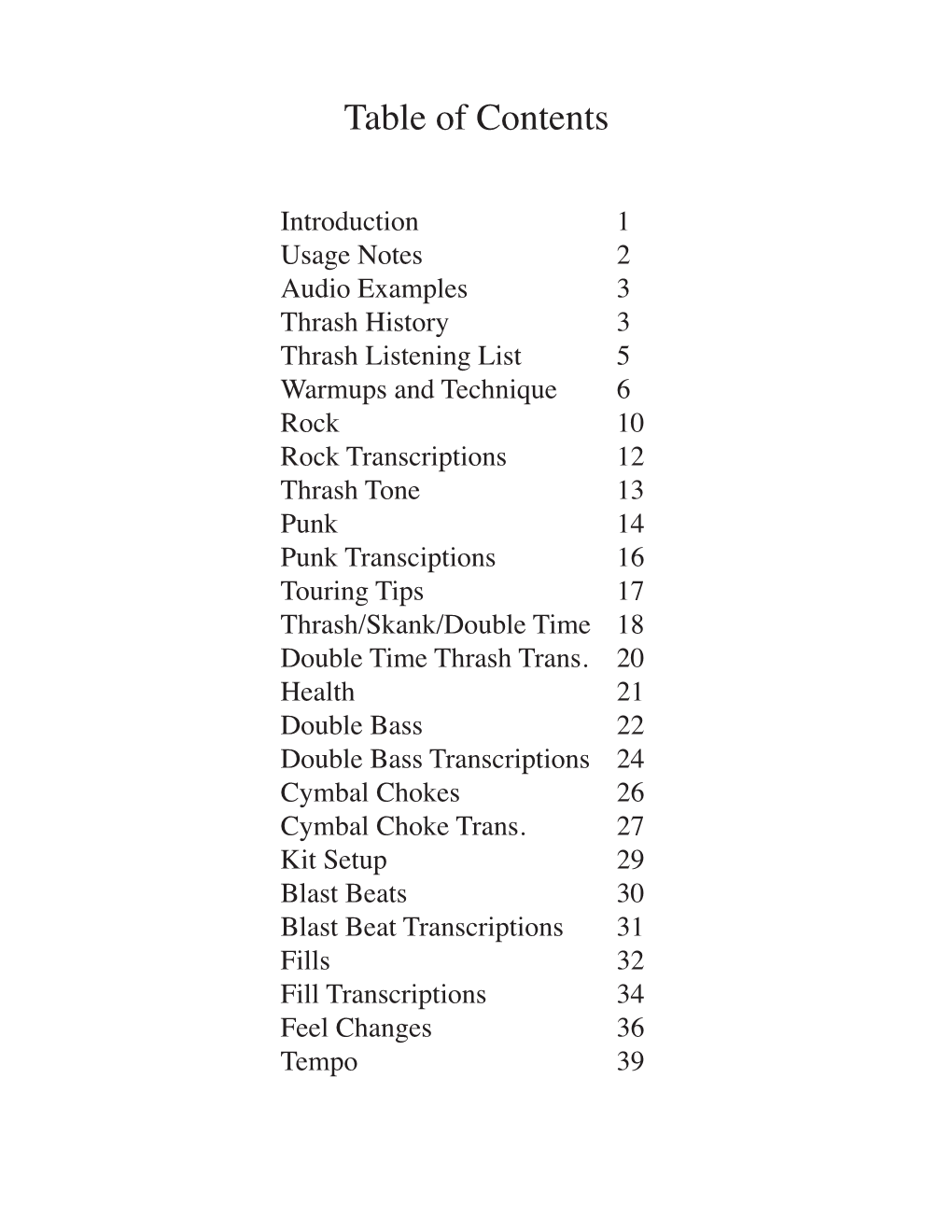 Table of Contents