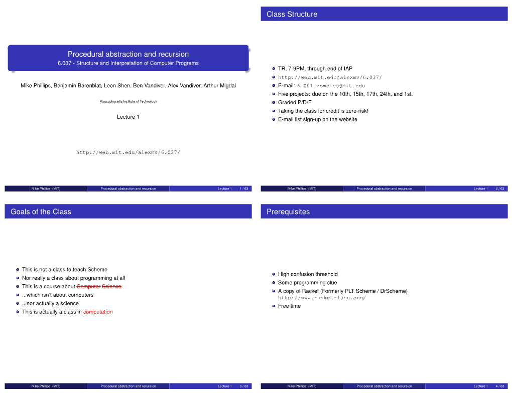 Procedural Abstraction and Recursion