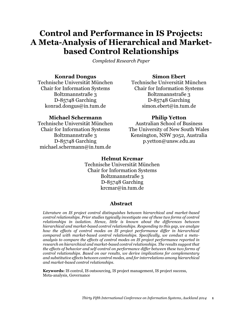 A Meta-Analysis of Hierarchical and Market-Based Control