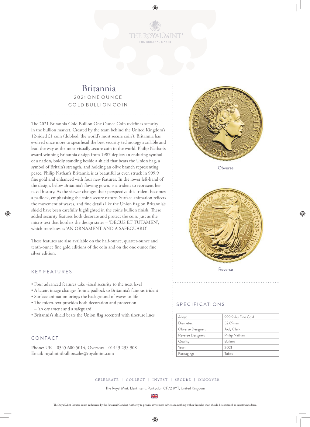 PJ01661 2021 Britannia Bullion Sales Sheet D10 International Security Coins PRINT.Indd