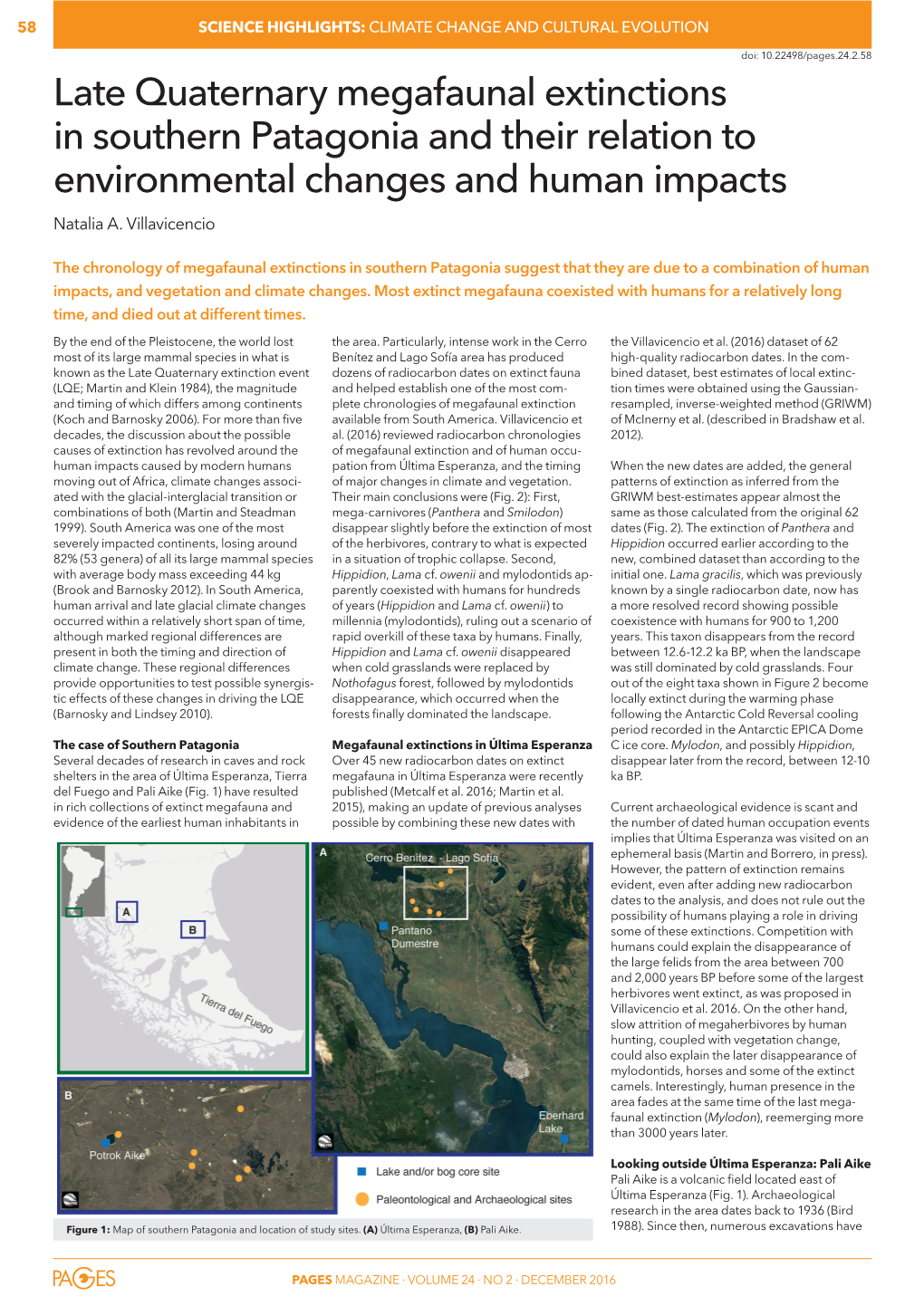 Late Quaternary Megafaunal Extinctions in Southern Patagonia and Their Relation to Environmental Changes and Human Impacts Natalia A