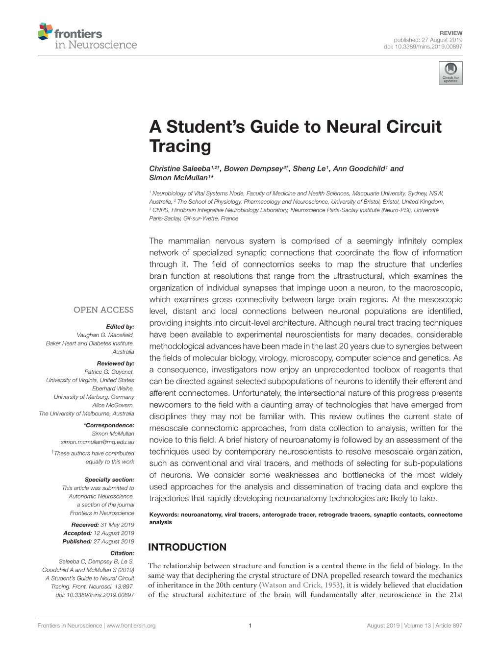 A Student's Guide to Neural Circuit Tracing