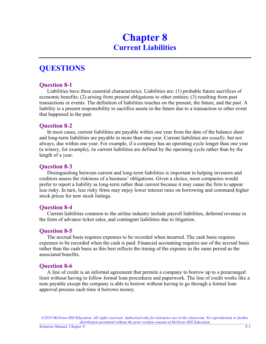 Chapter 8 Current Liabilities QUESTIONS