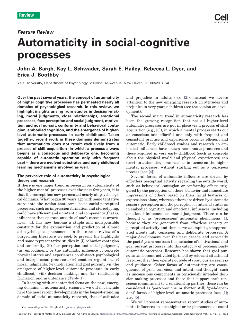 Automaticity in Social-Cognitive Processes