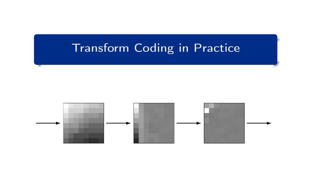 Data Compression: Transform Coding in Practice 2 / 50 Last Lecture Last Lectures: Orthogonal Block Transforms