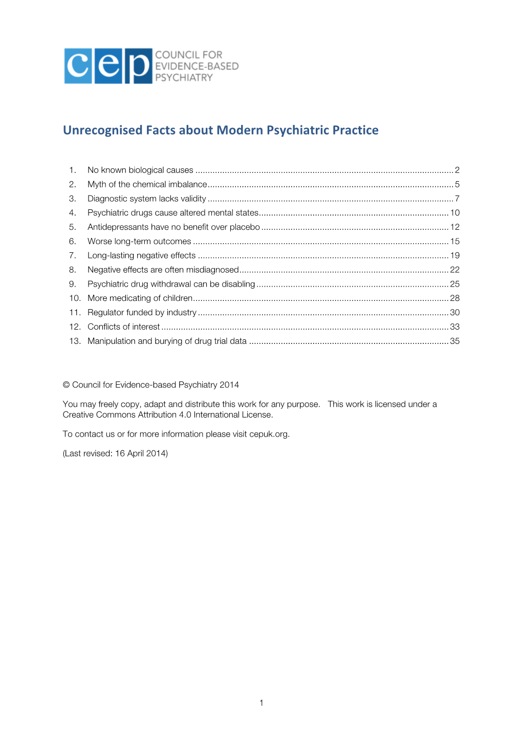 Attachment 3: Unrecognised Facts About Modern Psychiatric Practice