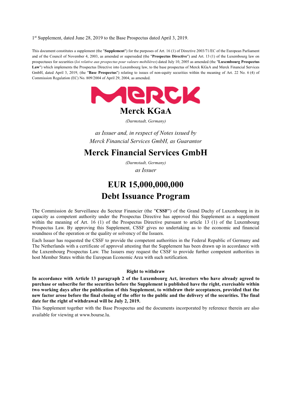 Merck Kgaa, Merck Financial Services Gmbh