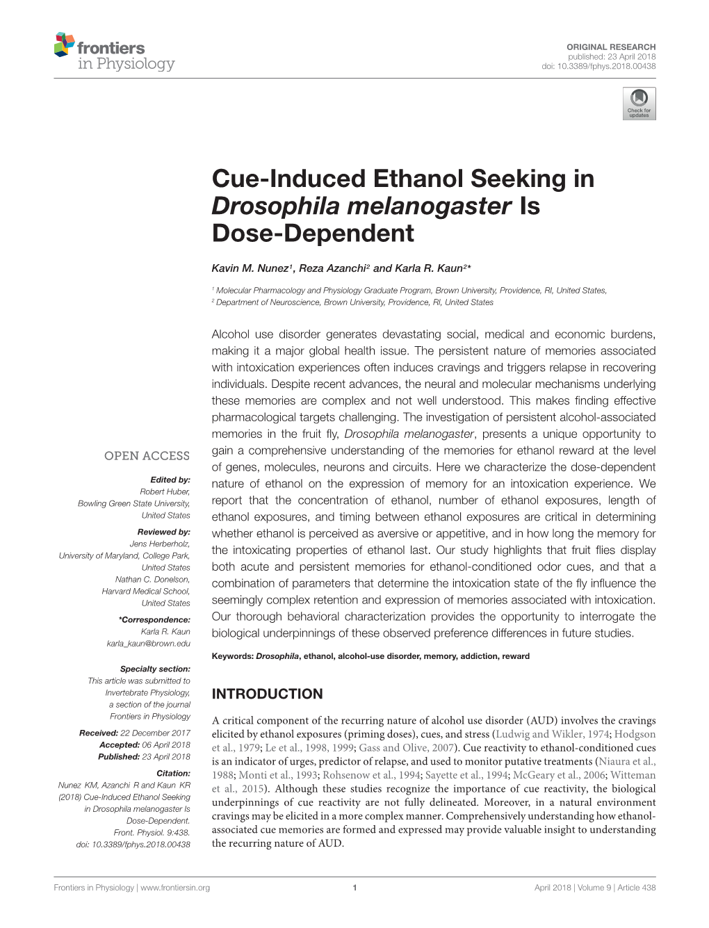 Cue-Induced Ethanol Seeking in Drosophila Melanogaster Is Dose-Dependent