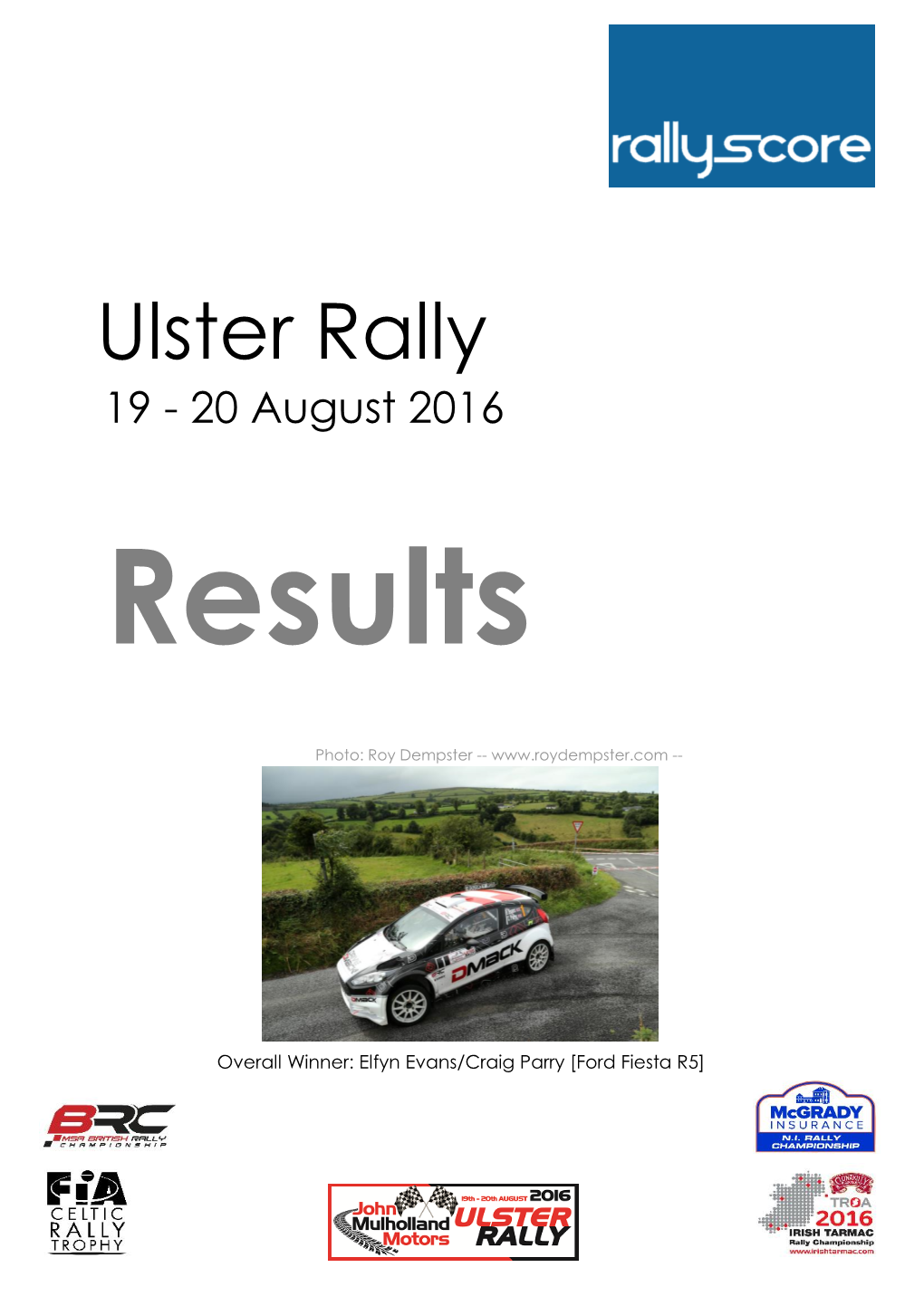 Ulster Rally 19 - 20 August 2016 Results