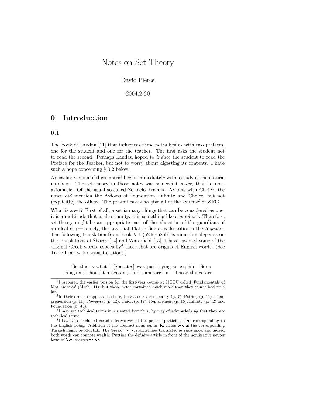 Notes on Set-Theory