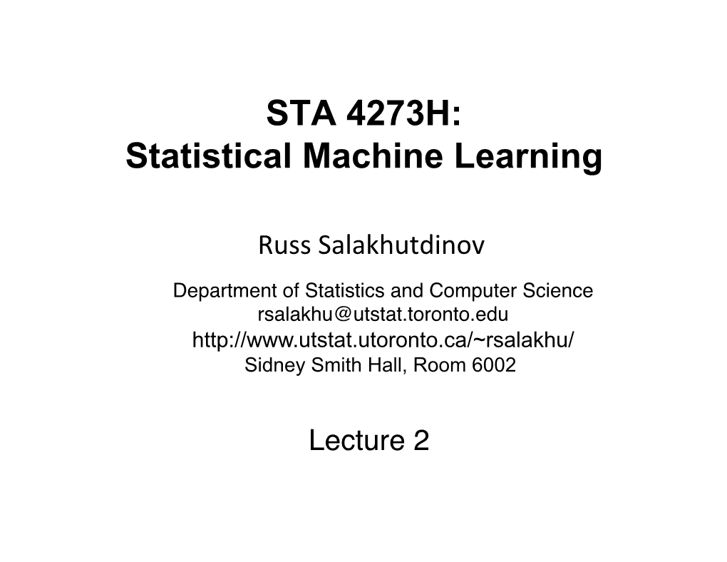 STA 4273H: Statistical Machine Learning