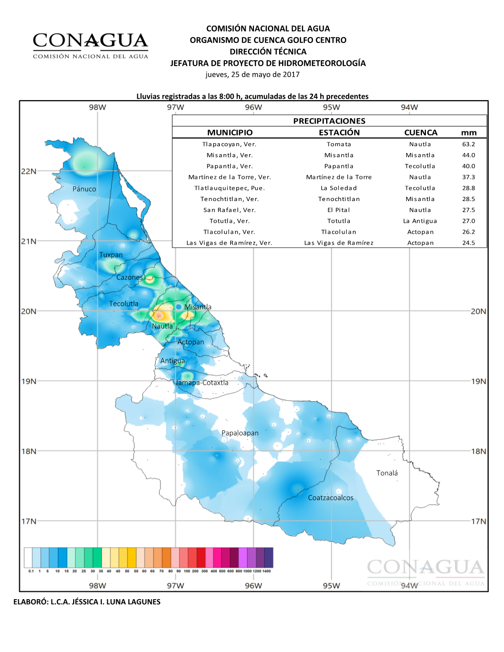 JEFATURA DE PROYECTO DE HIDROMETEOROLOGÍA Jueves, 25 De Mayo De 2017