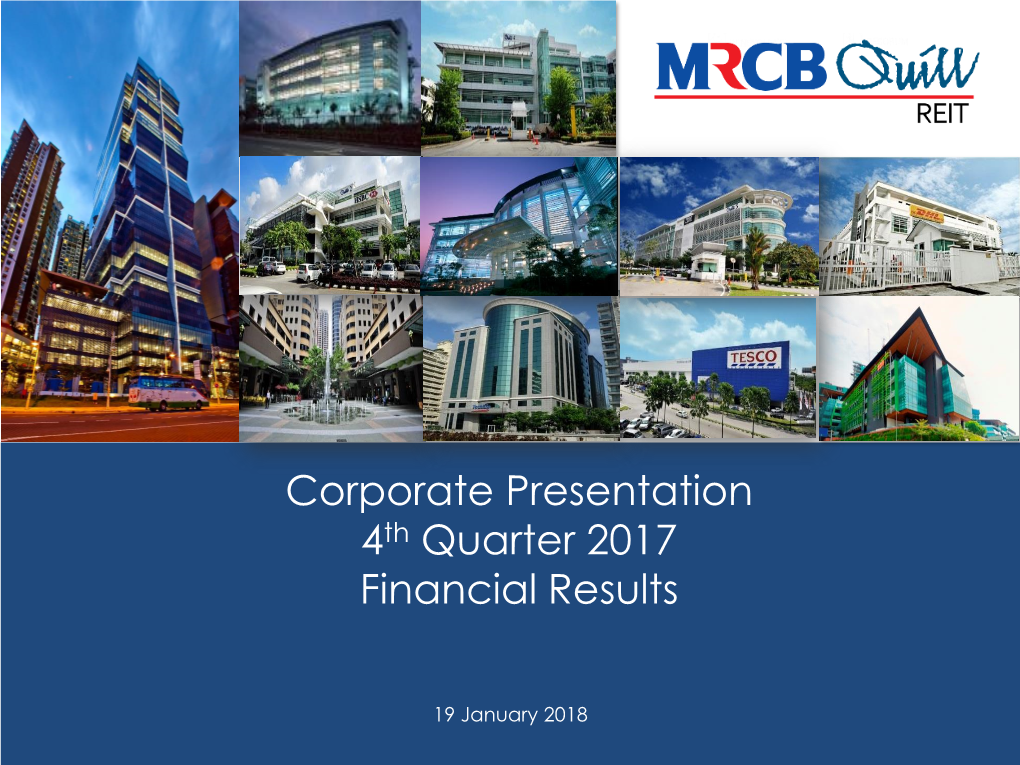 Corporate Presentation 4Th Quarter 2017 Financial Results