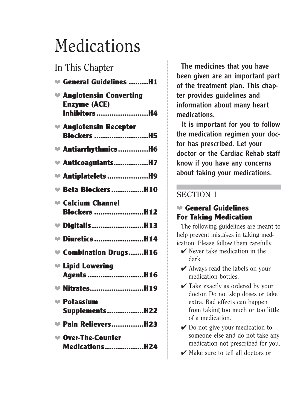 Medications in This Chapter the Medicines That You Have Been Given Are an Important Part H General Guidelines