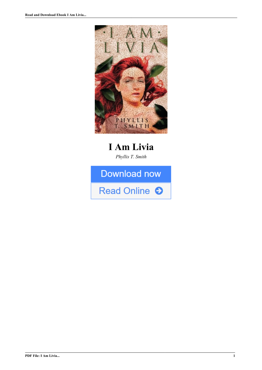 I Am Livia by Phyllis T. Smith