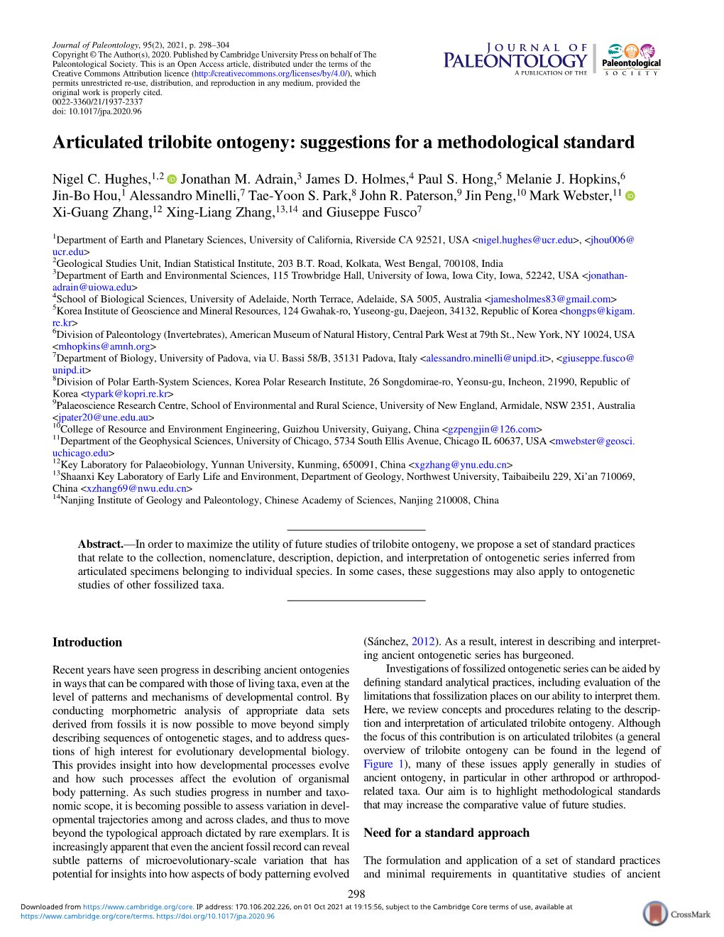 Articulated Trilobite Ontogeny: Suggestions for a Methodological Standard