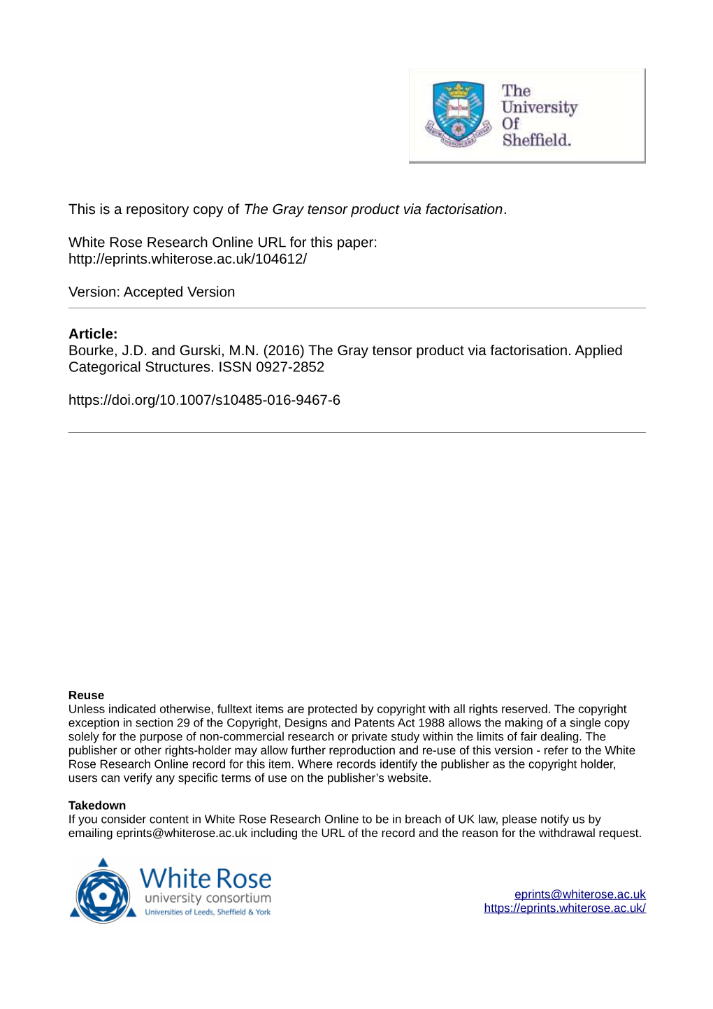 The Gray Tensor Product Via Factorisation