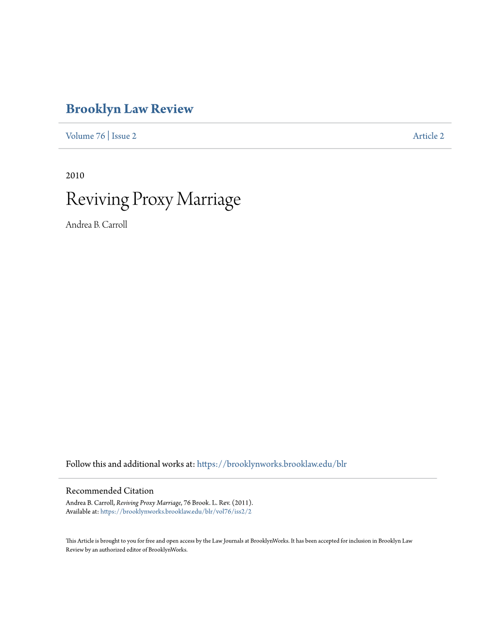 Reviving Proxy Marriage Andrea B