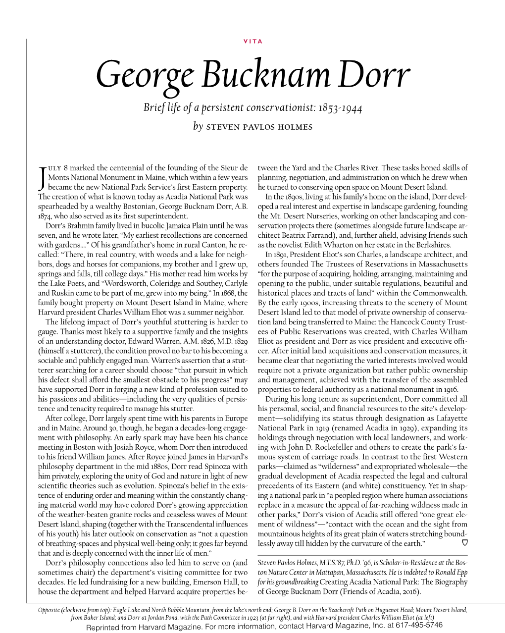 George Bucknam Dorr Brief Life of a Persistent Conservationist: 1853-1944 by Steven Pavlos Holmes