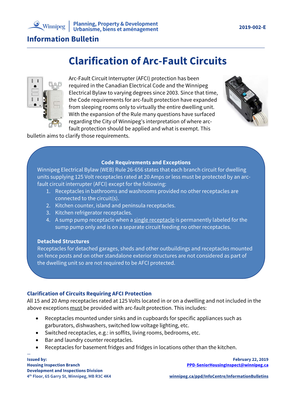 Cow Clarification of Arc Fault Circuits
