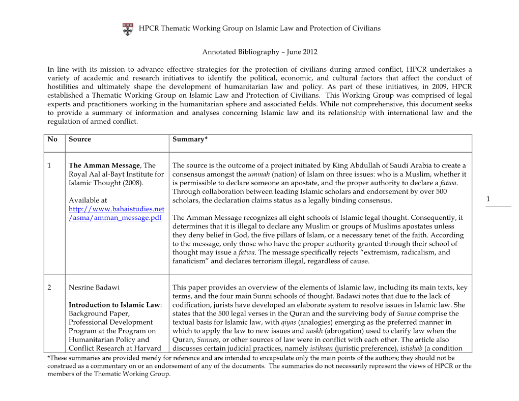 Annotated Bibliography – June 2012