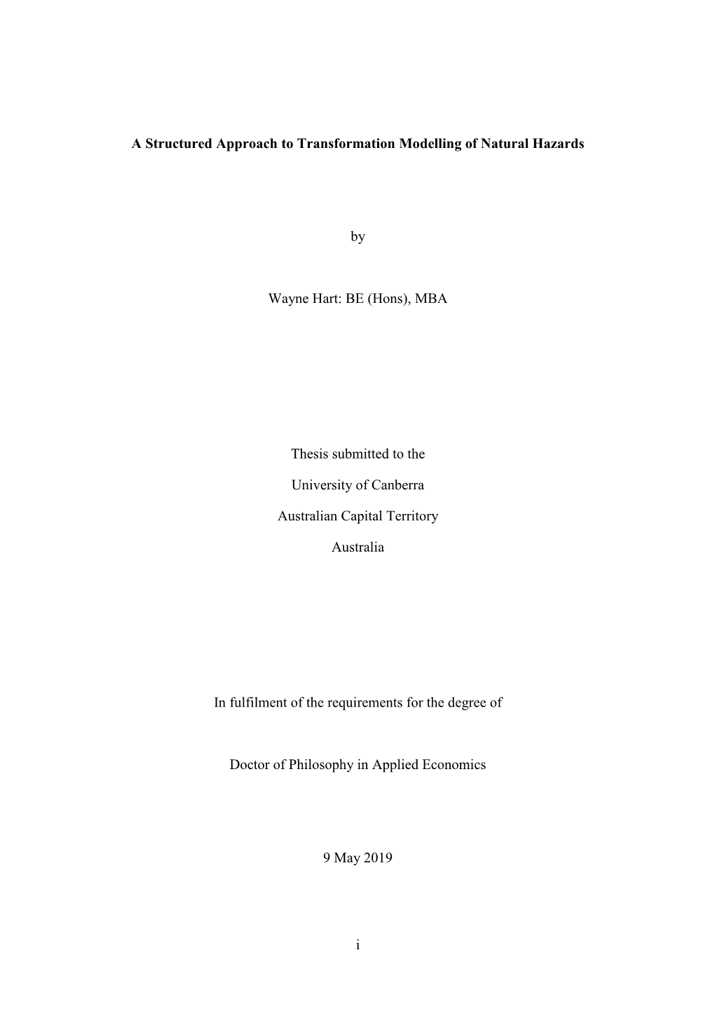 A Structured Approach to Transformation Modelling of Natural Hazards