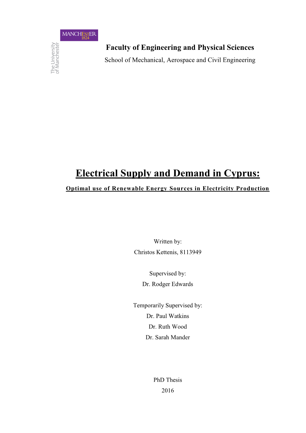Electrical Supply and Demand in Cyprus