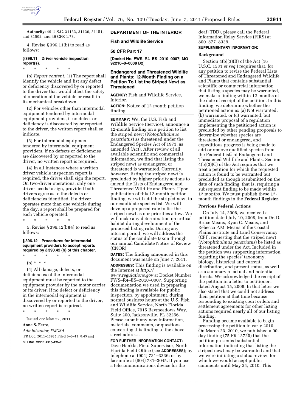 Federal Register/Vol. 76, No. 109/Tuesday, June 7, 2011/Proposed