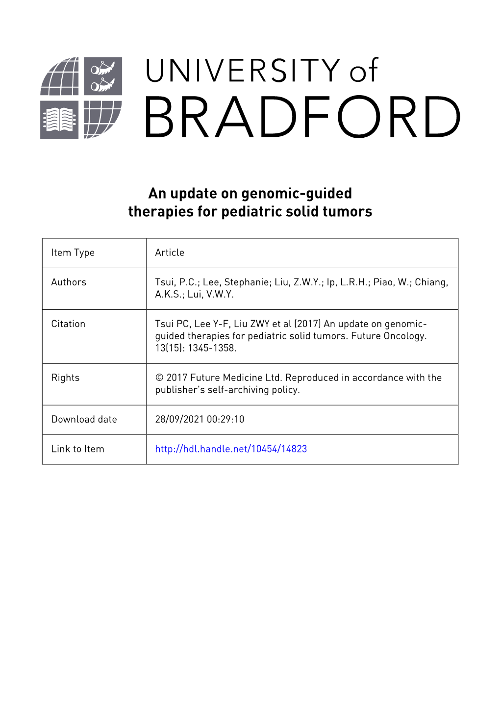 The University of Bradford Institutional Repository