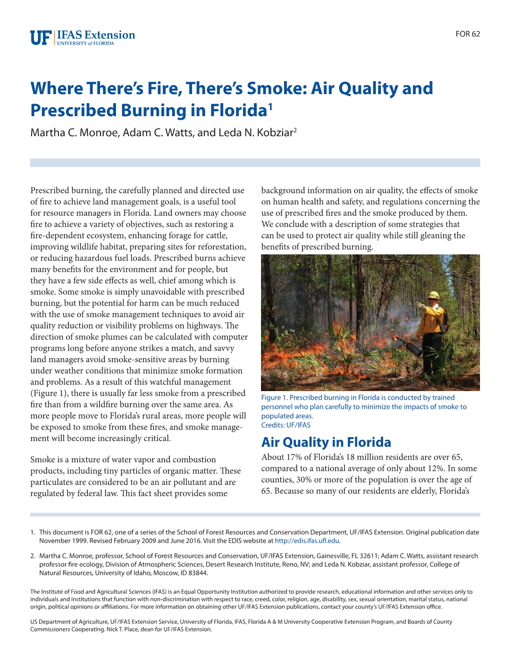 Where There's Fire, There's Smoke: Air Quality and Prescribed Burning in Florida1