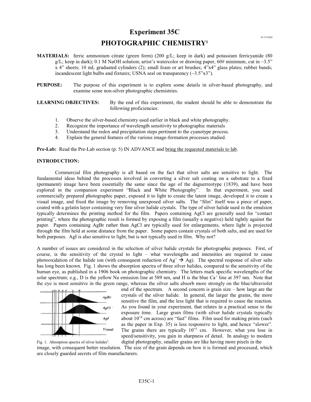 Experiment 35C PHOTOGRAPHIC CHEMISTRY1