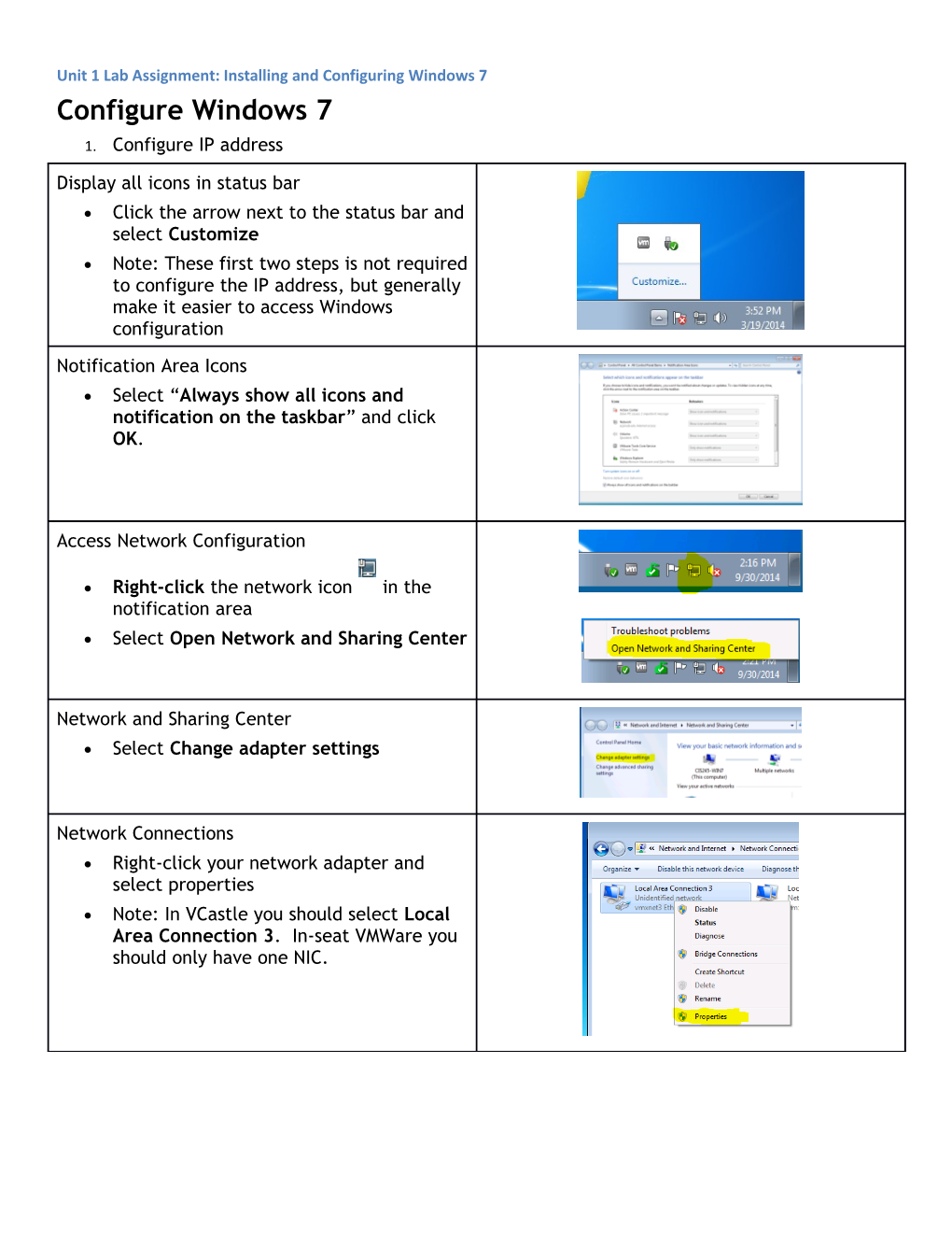 Unit 1 Lab Assignment: Installing and Configuring Windows 7