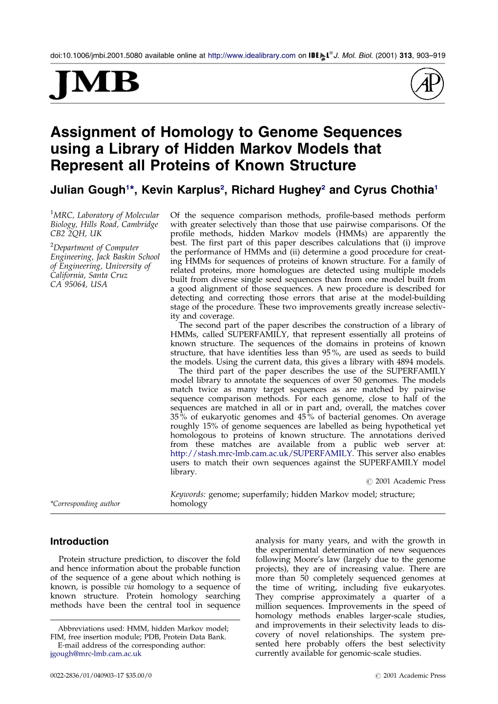 Assignment of Homology to Genome