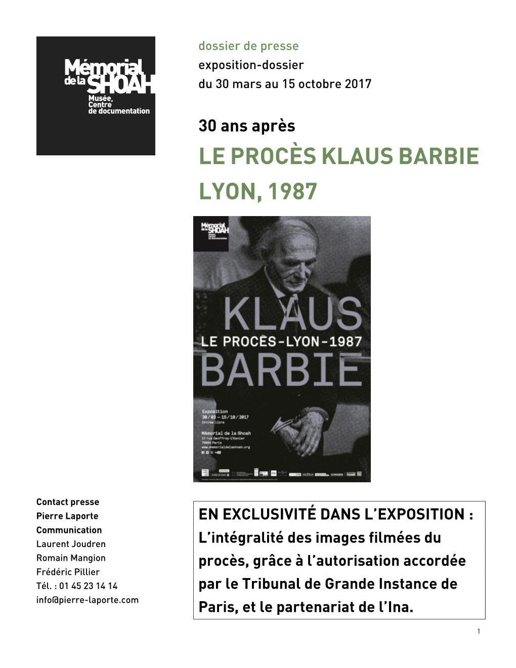 Exposition « Le Procès Klaus Barbie. Lyon, 1987