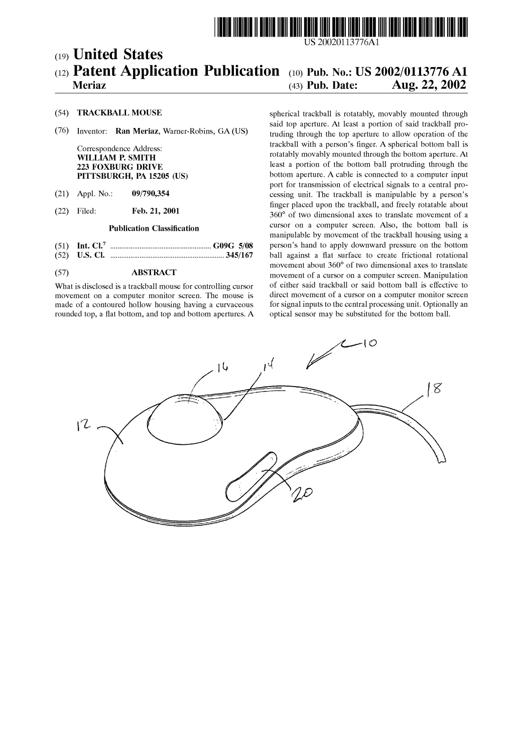 (12) Patent Application Publication (10) Pub. No.: US 2002/0113776A1 Meriaz (43) Pub