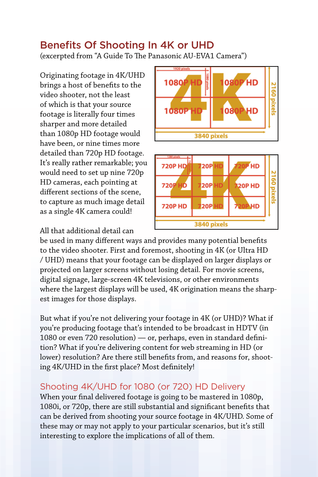 Benefits of Shooting in 4K Or UHD (Excerpted from “A Guide to the Panasonic AU-EVA1 Camera”)