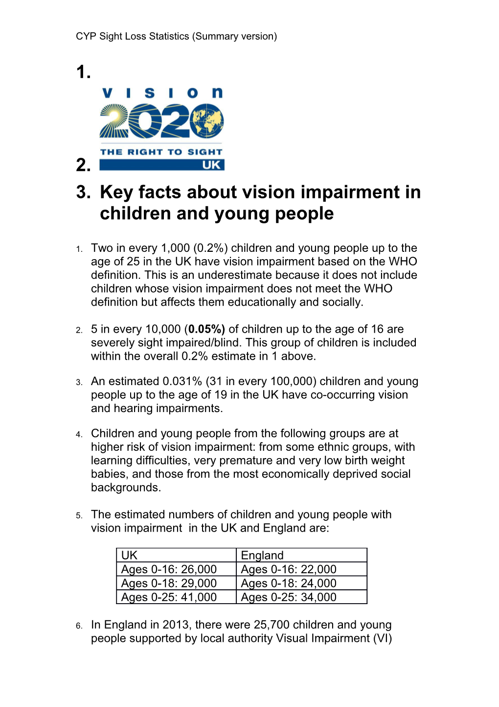 Key Facts About Vision Impairment in Children and Young People