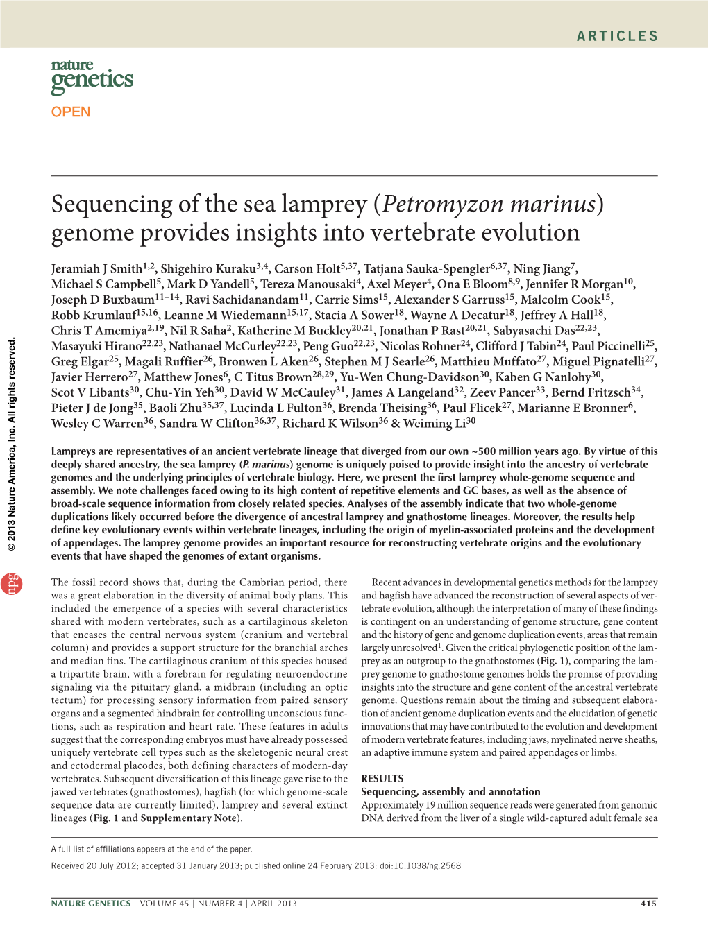 Genome Provides Insights Into Vertebrate Evolution