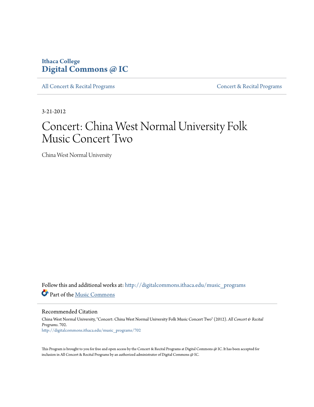 China West Normal University Folk Music Concert Two China West Normal University