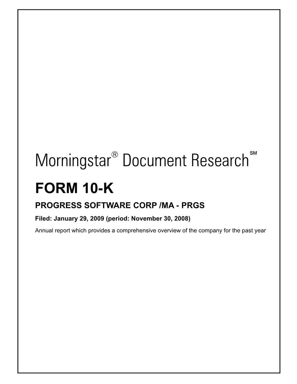 Morningstar Document Research FORM 10-K