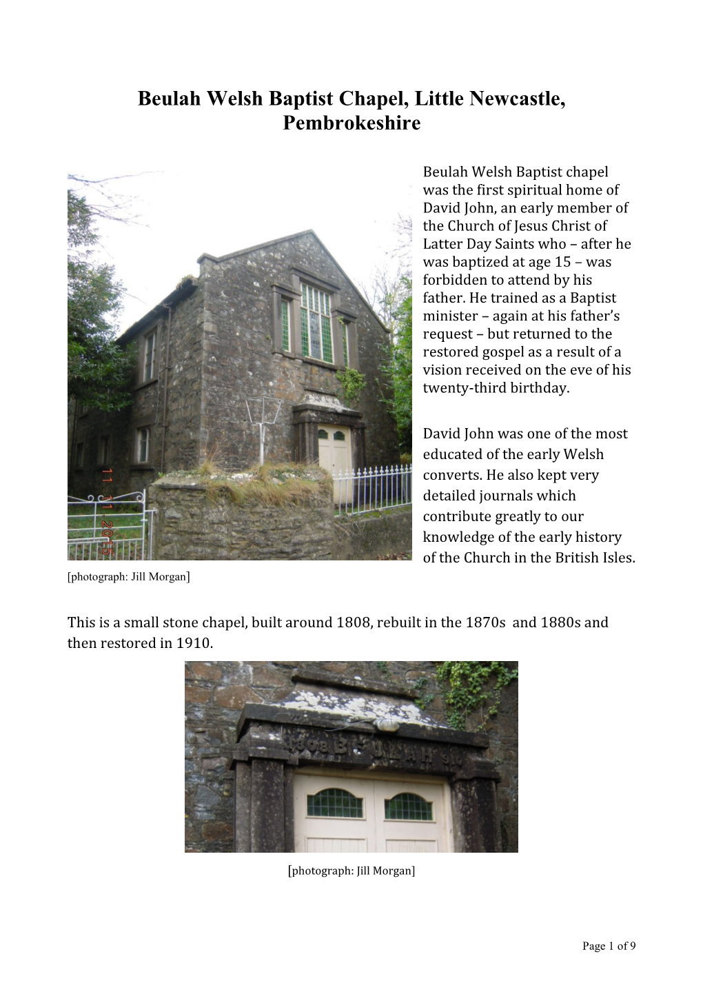 Beulah Welsh Baptist Chapel, Little Newcastle, Pembrokeshire